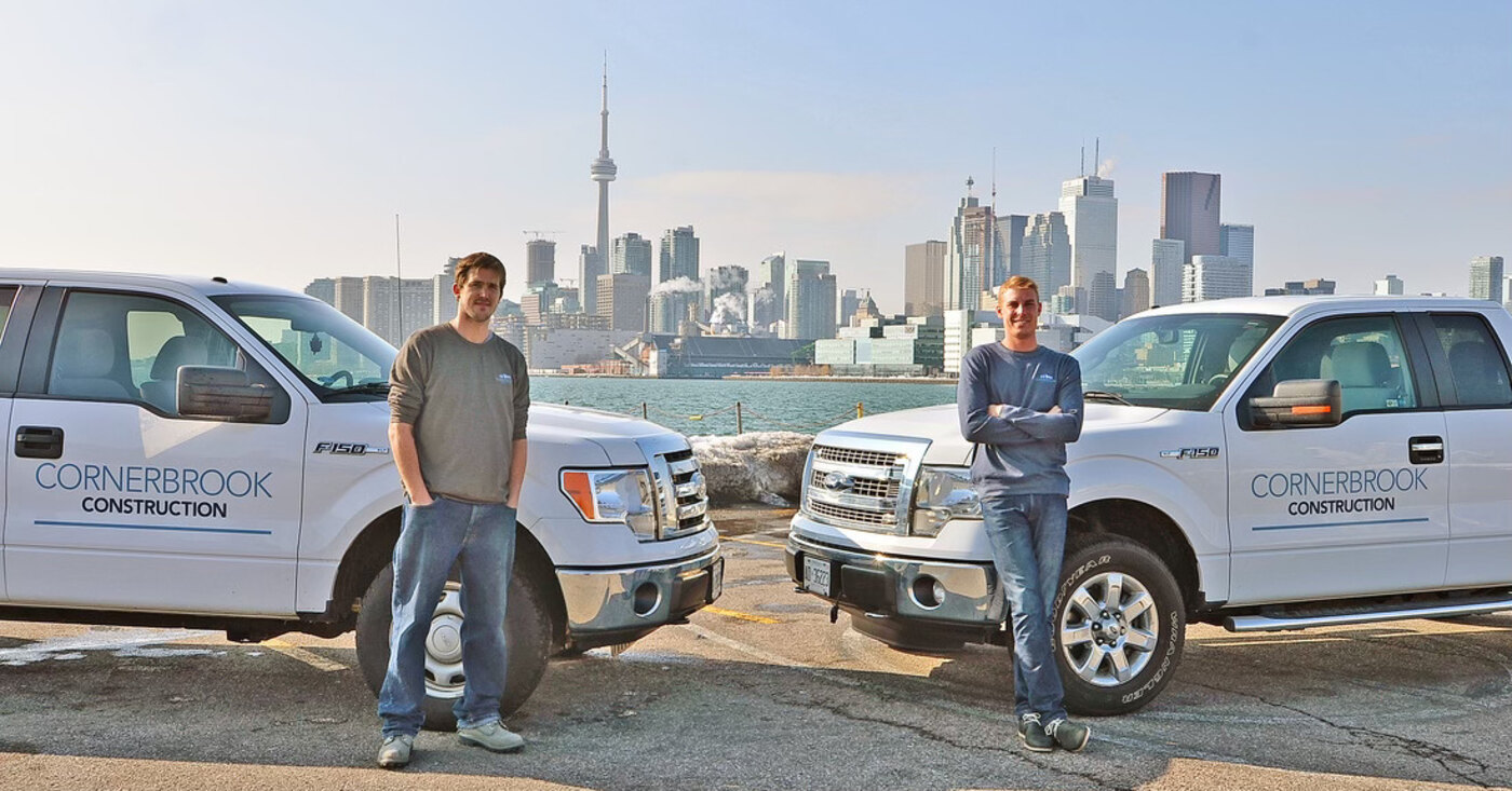 Jake McCombs and Jeff Temporale with the original Cornerbrook Construction trucks, 2007